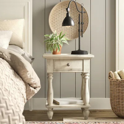 Windemere 1 - Drawer Nightstand in Distressed White | Wayfair North America