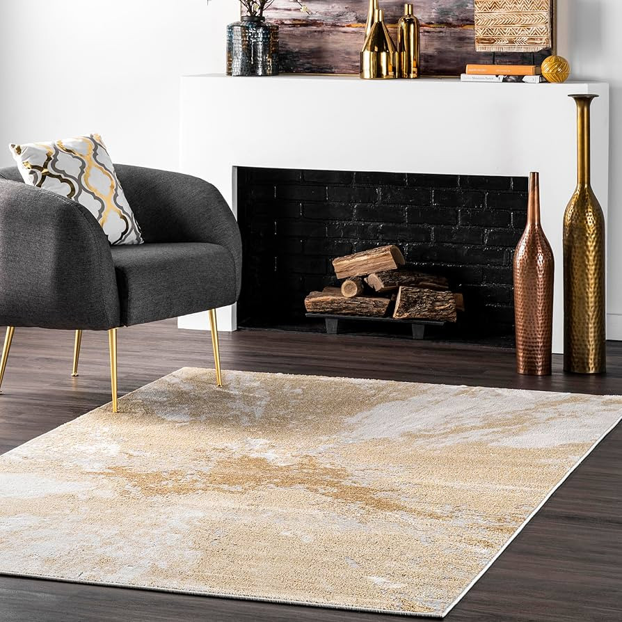 nuLOOM Cyn Contemporary Abstract Area Rug, 8' x 10', Gold | Amazon (US)