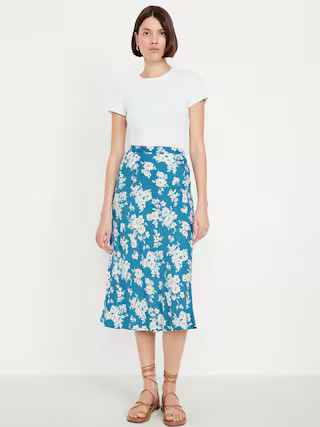 Crepe A-Line Midi Skirt | Old Navy (US)