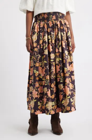 Treasure & Bond Floral Smocked Waist Cotton Maxi Skirt | Nordstrom | Nordstrom