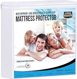 Utopia Bedding Premium Waterproof Terry Mattress Protector King 200 GSM, Mattress Cover, Breathab... | Amazon (US)