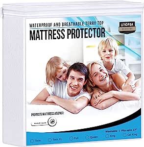 Utopia Bedding Premium Waterproof Terry Mattress Protector King 200 GSM, Mattress Cover, Breathab... | Amazon (US)