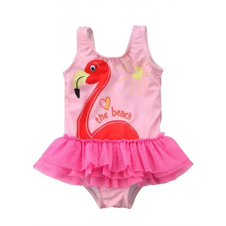 Kids Baby Girl Swimsuits Summer Goose Print Ruffle Mesh Hem Sleeveless One Piece Bathing Suits Beachwear | Walmart (US)