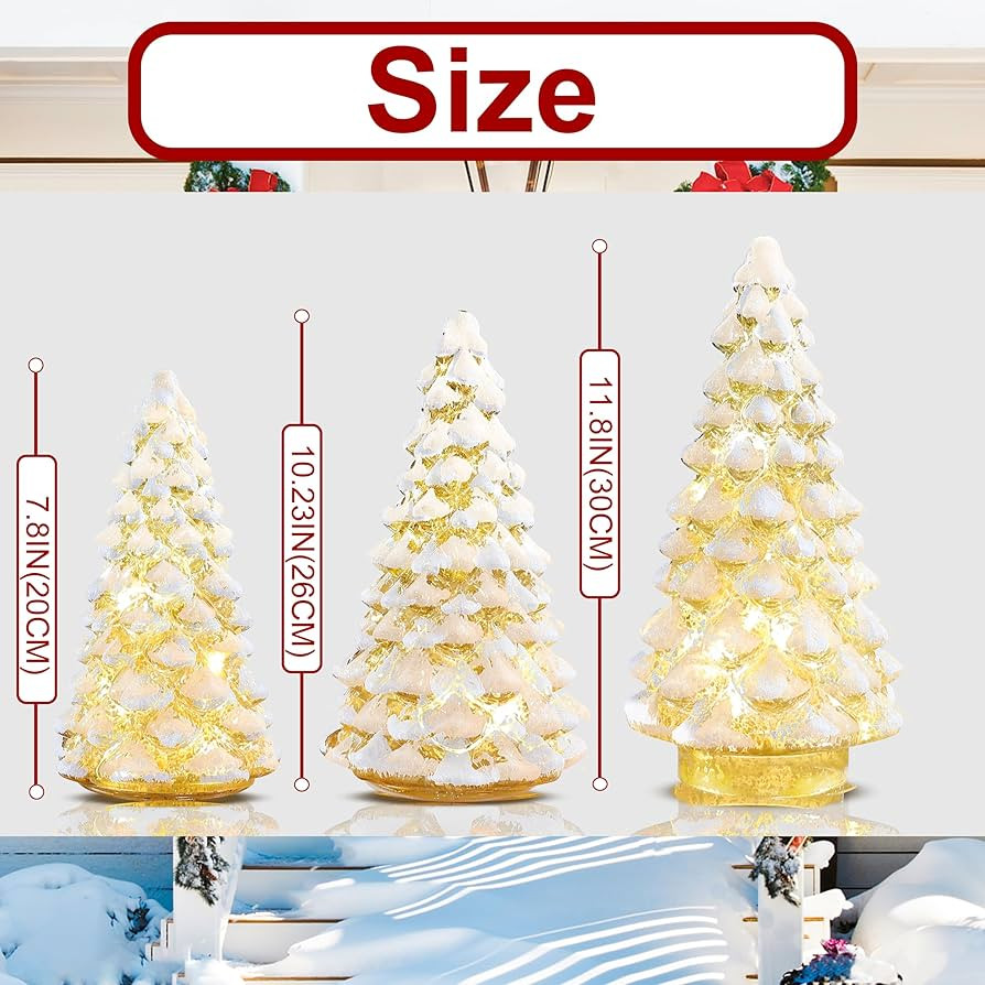 3PCS Christmas Ornaments Set,Tower Shaped Glass Xmas Tree, Mercury Glass Tabletop Christmas Tree ... | Amazon (US)
