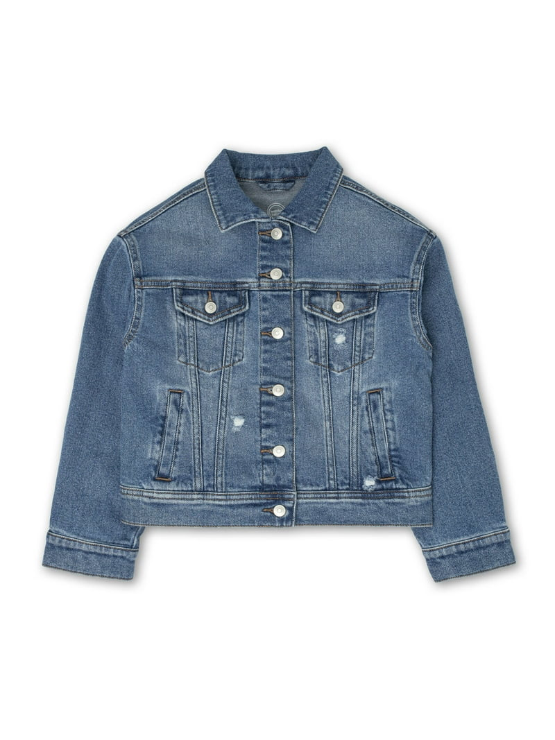 Wonder Nation Girls Denim Jacket, Sizes 4-18 & Plus | Walmart (US)