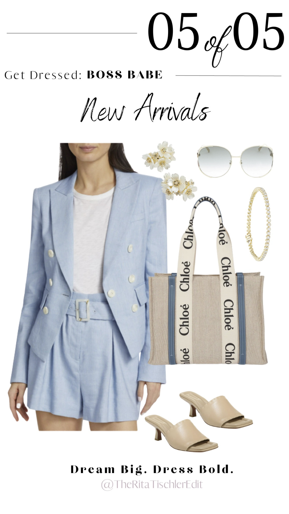 Take on the day with confidence and style in this chic and breezy boss babe attire. The blazer and tailored blue hue fitted shorts create a sophisticated yet effortless look, while the versatile tote add a touch of professionalism. Whether you're leading a meeting or running errands, this outfit will keep you comfortable and polished all day long. Show the world that you mean business in style!

#LTKstyletip #LTKSeasonal #LTKFind