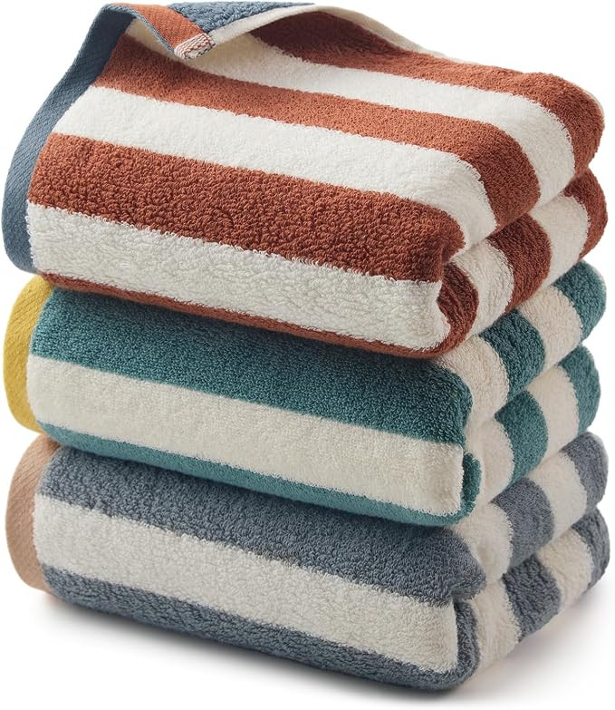 REDKISS Striped Hand Towels for Bathroom, Kitchen Decor, Guest Use, Ultra Soft and Highly Absorbe... | Amazon (US)