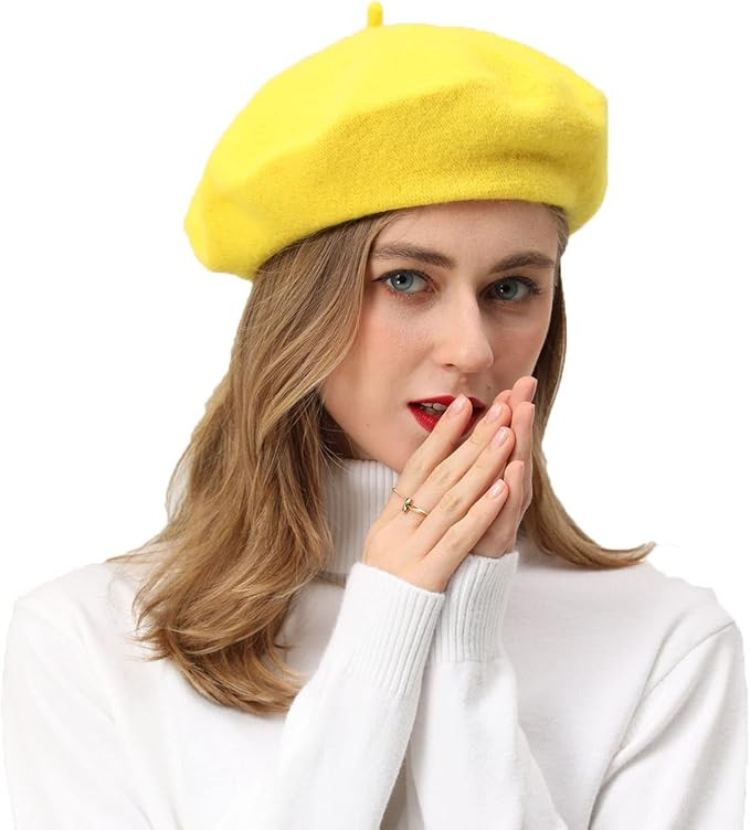 French Beret-Classic Wool Beret Solid Color Womens Beret Cap Hat | Amazon (US)