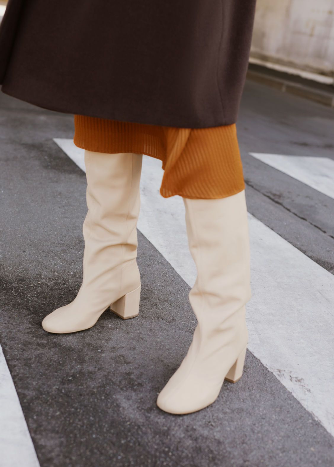 Knee High Leather Boots - Beige | & Other Stories (EU + UK)