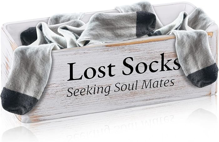 Farmhouse Lost Socks Basket Laundry Room Decor Lost Socks Bin Wooden Storage Bin Laundry Room Mis... | Amazon (US)