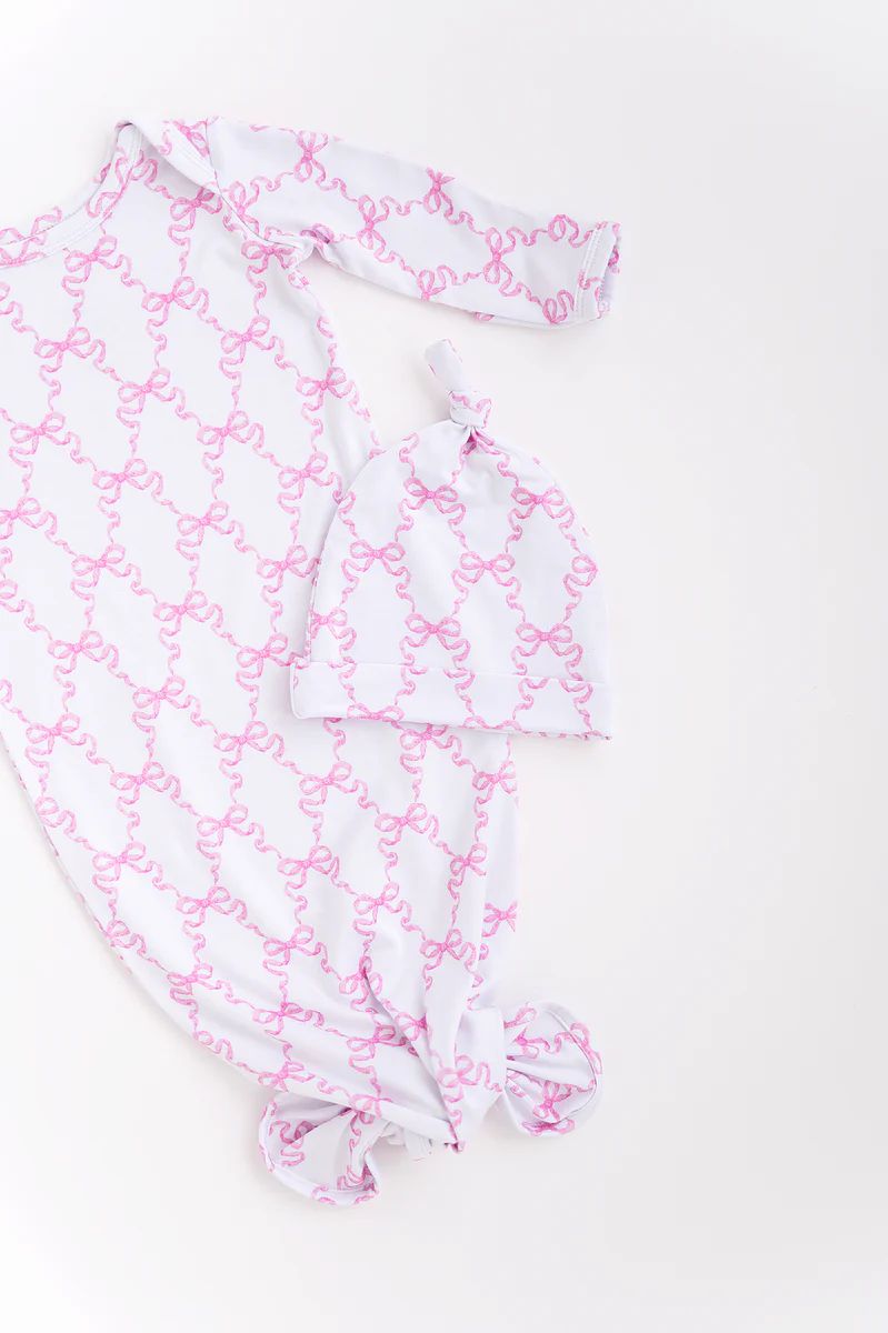 Pink Bow Knotted Gown | Little Pajama Co.