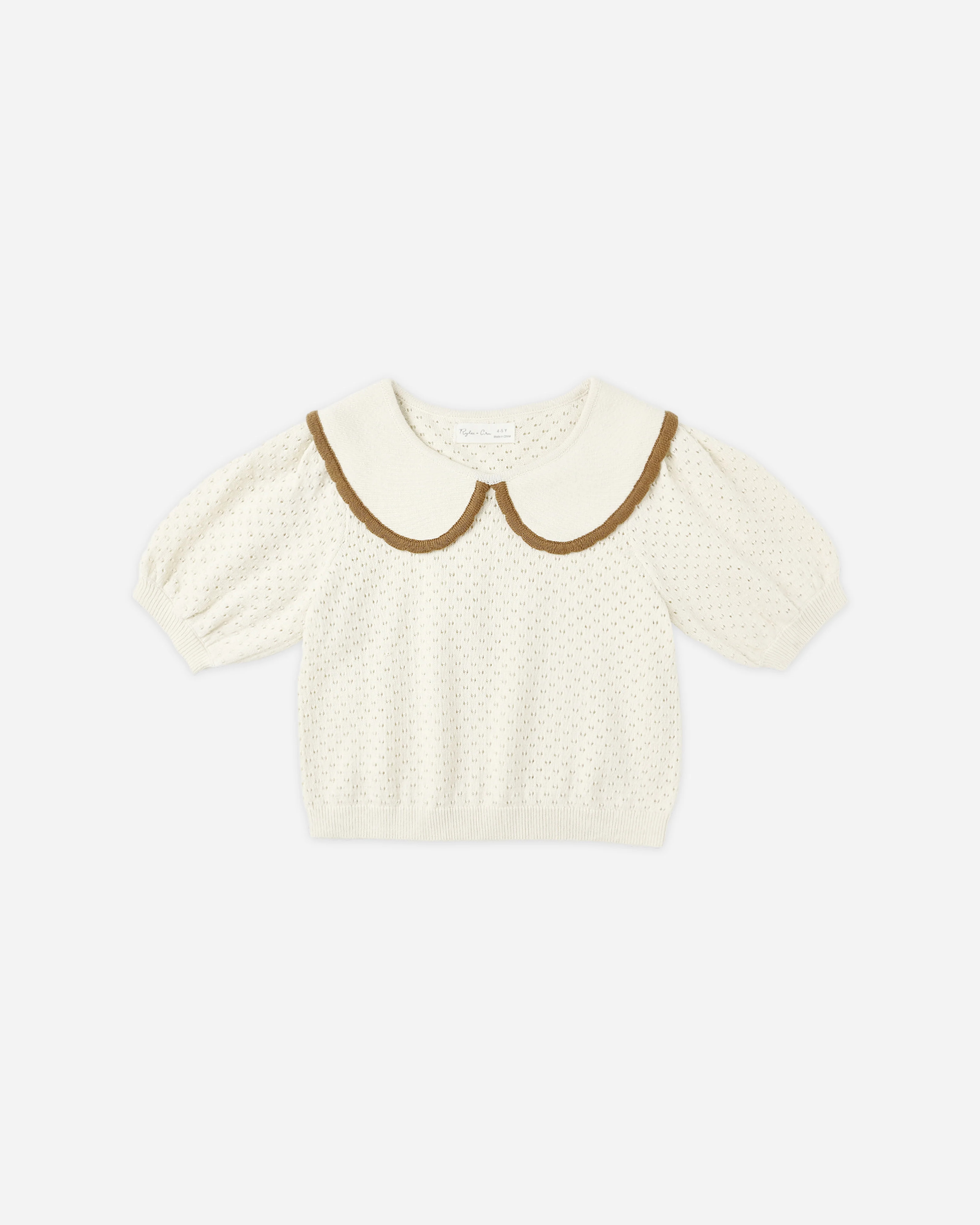 Pointelle Collared Top || Natural | Rylee + Cru