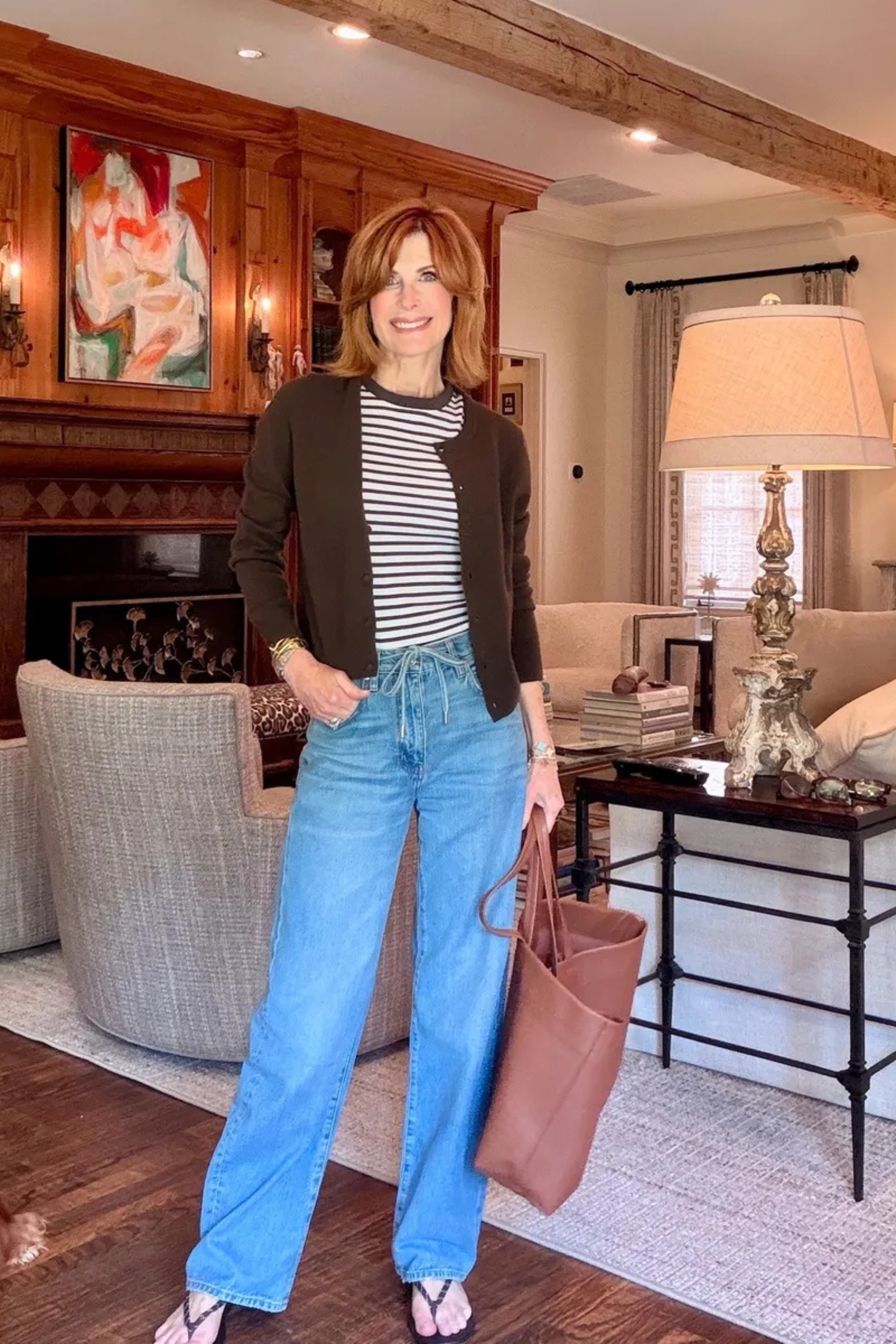 Easy denim days are my favorite! These wide-leg jeans with a striped tee, cropped cardigan, and oversized tote make the perfect casual summer outfit for travel, errands, or lunch with friends. #SummerOutfitsOver40 #TravelOutfits #CasualStyle
 

 

#LTKootd #LTKOver40