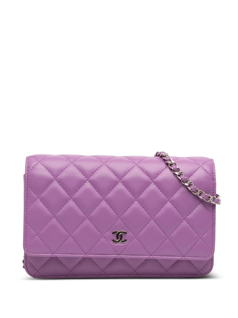 CHANEL Pre-Owned 2019 CC Quilted Lambskin Wallet on Chain crossbody bag - Purple | Farfetch Global