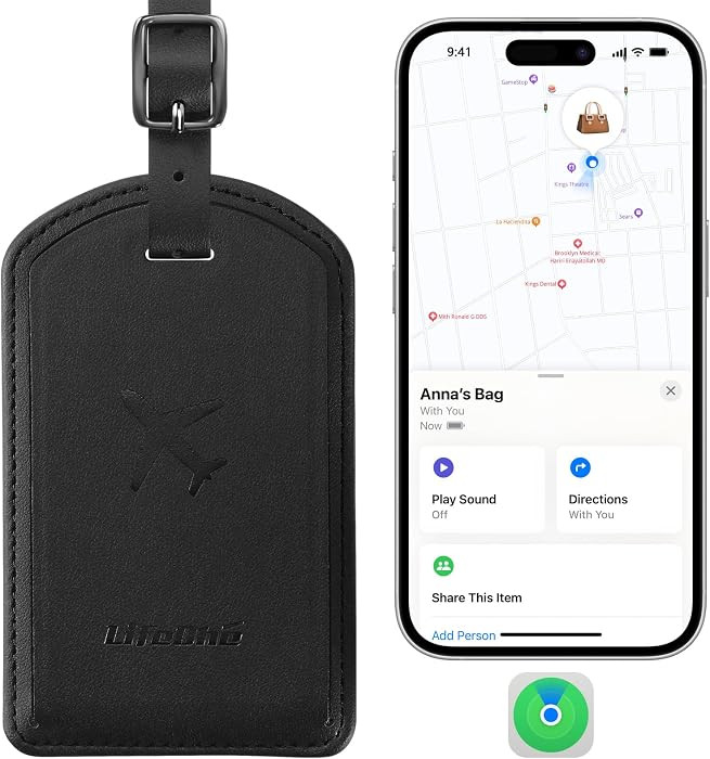 Luggage Tags Built-in Anti-Loss Tracker, Luxury Leather Luggage Tags for Suitcase, Travel Bags, B... | Amazon (US)