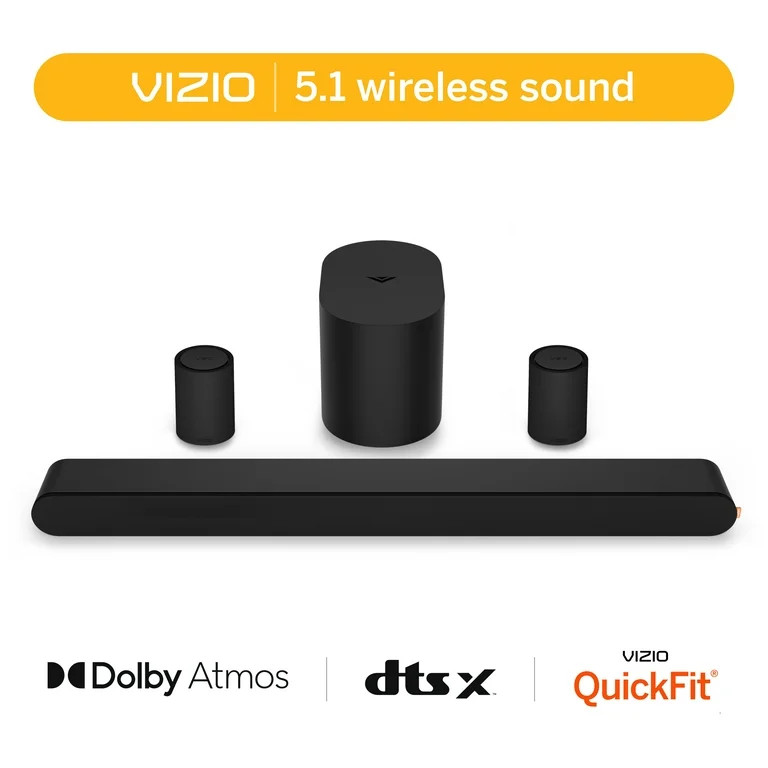 VIZIO 5.1 Soundbar with Dolby Atmos, Wireless Surround Speakers & Compact Subwoofer, QuickFit Com... | Walmart (US)