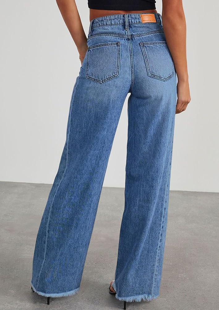 PRETTYGARDEN Wide Leg Jeans for Women Trendy 2026 High Waisted Stretchy Baggy Raw Hem Denim Palaz... | Amazon (CA)