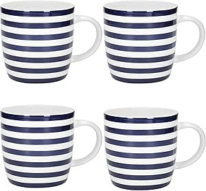 KitchenCraft Barrel Mug Set of 4 Nautical Stripe, Blue | Amazon (US)