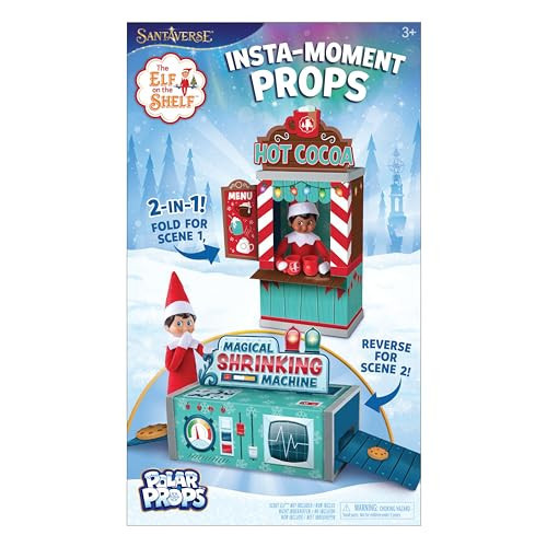 The Elf on the Shelf Insta-Props 2-in-1 Scene Kit with Reversible Pop Out Backdrop - Hot Cocoa Stand and Magic Shrinking Machine Scenes with Accessories | Amazon (US)