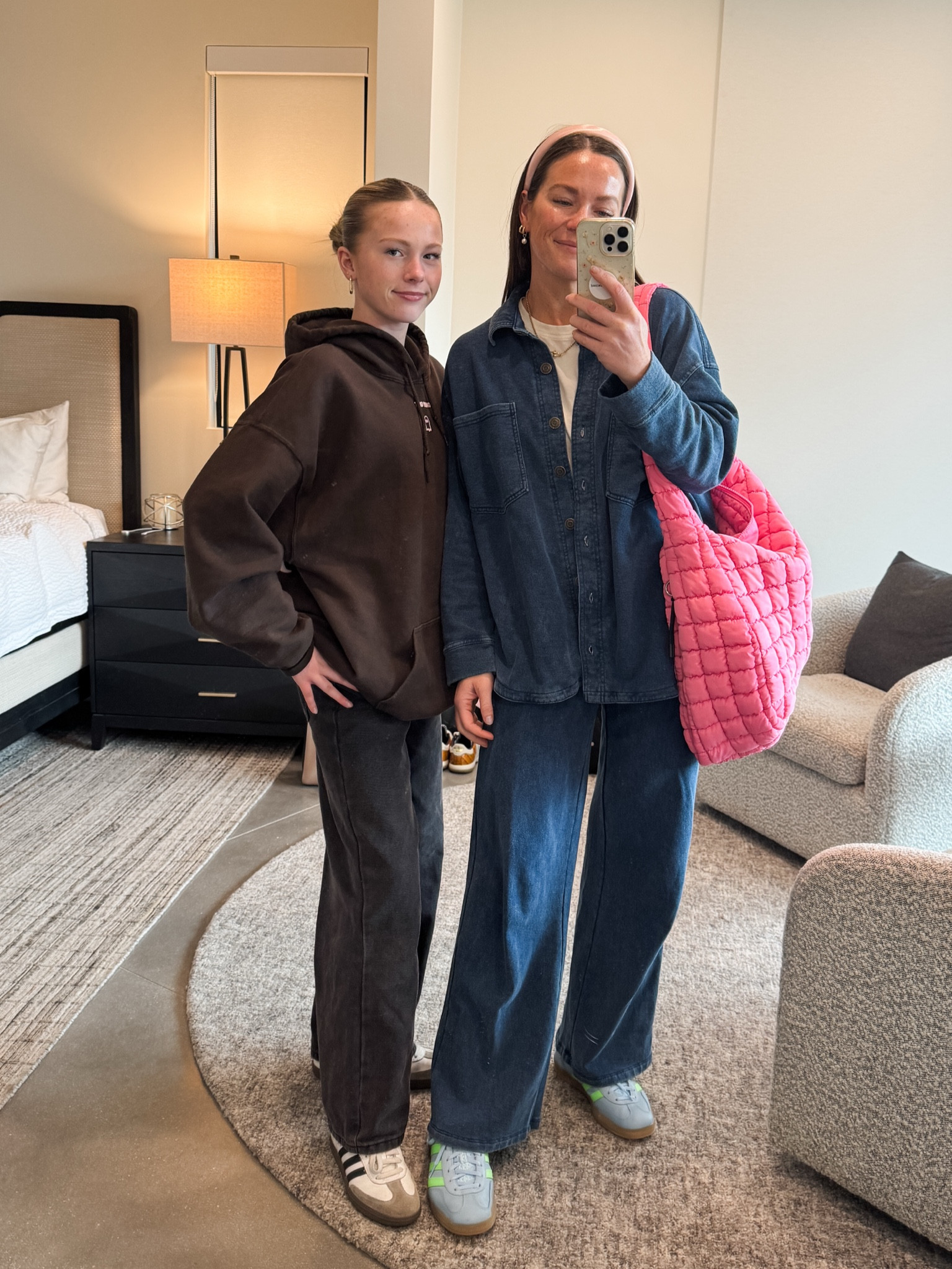 Wearing a medium in the top and small in bottom. Such a good set! Get so many compliments every time I wear it. Looks like denim but so soft and stretchy and comfy. Shoes- I sized down half a size from my reg shoe size. 

#LTKTravel #LTKShoeCrush #LTKStyleTip