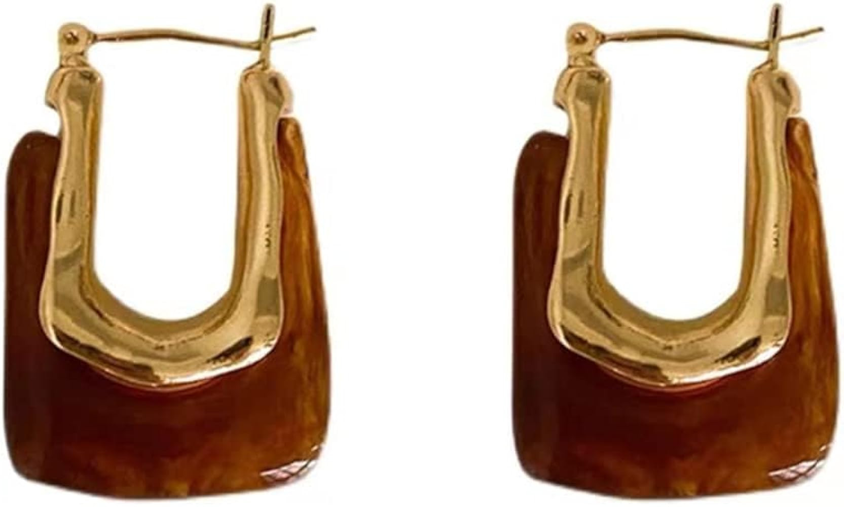 Bethynas Acrylic U Hoop Earrings Gold Metal Dangle Drop Earrings Vintage Geometric Earrings for W... | Amazon (US)