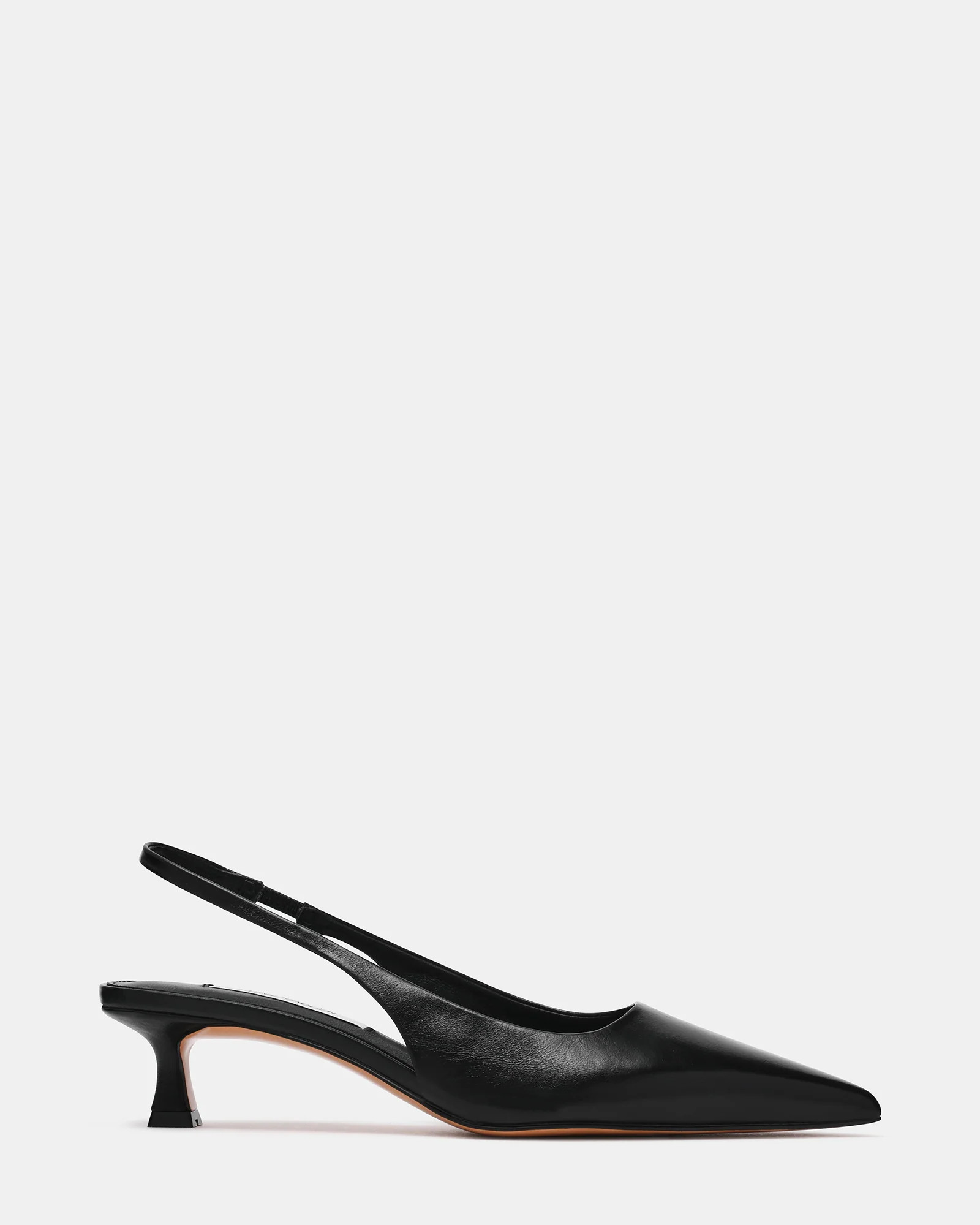 KATHY Black Leather Slingback Pointed-Toe Women's Kitten Heel | Steve Madden (US)