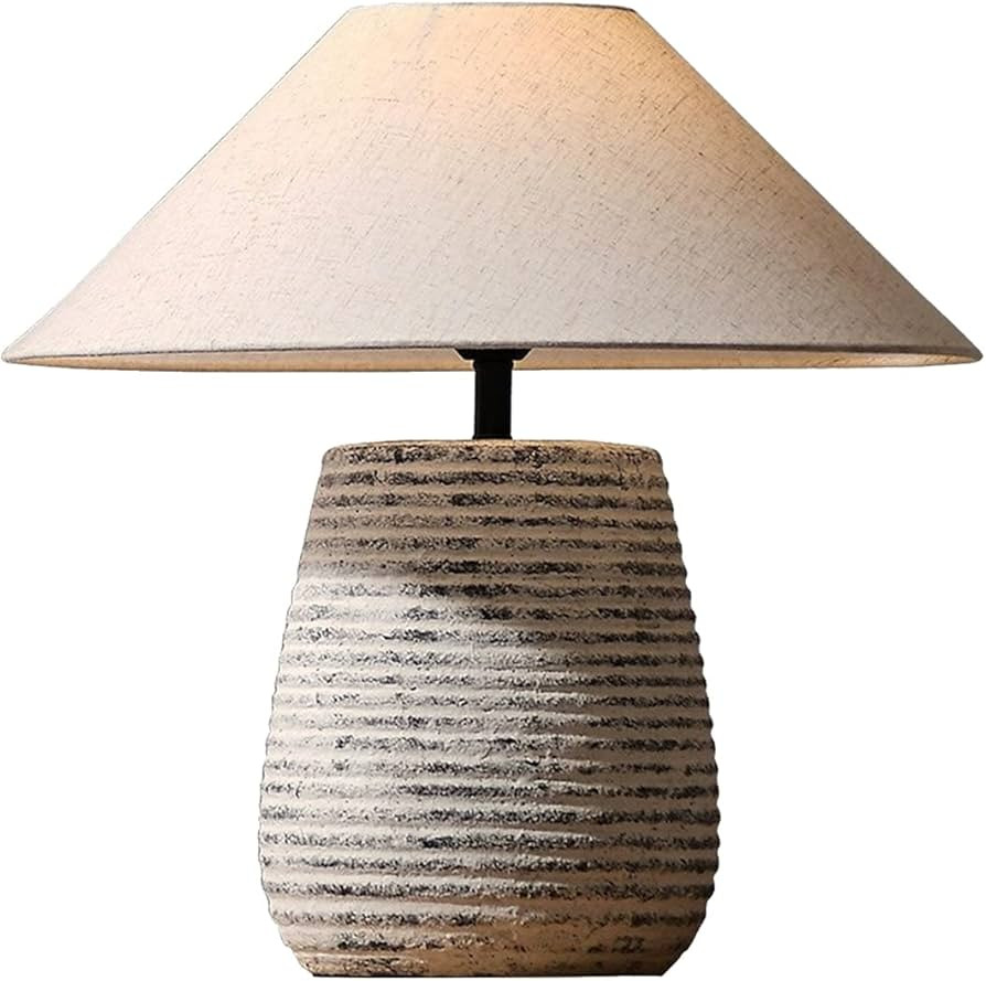 PURESILKS Farmhouse Ceramic Table Lamp for Living Room,White Table Lamp 19.68’’ Bedside Night... | Amazon (US)
