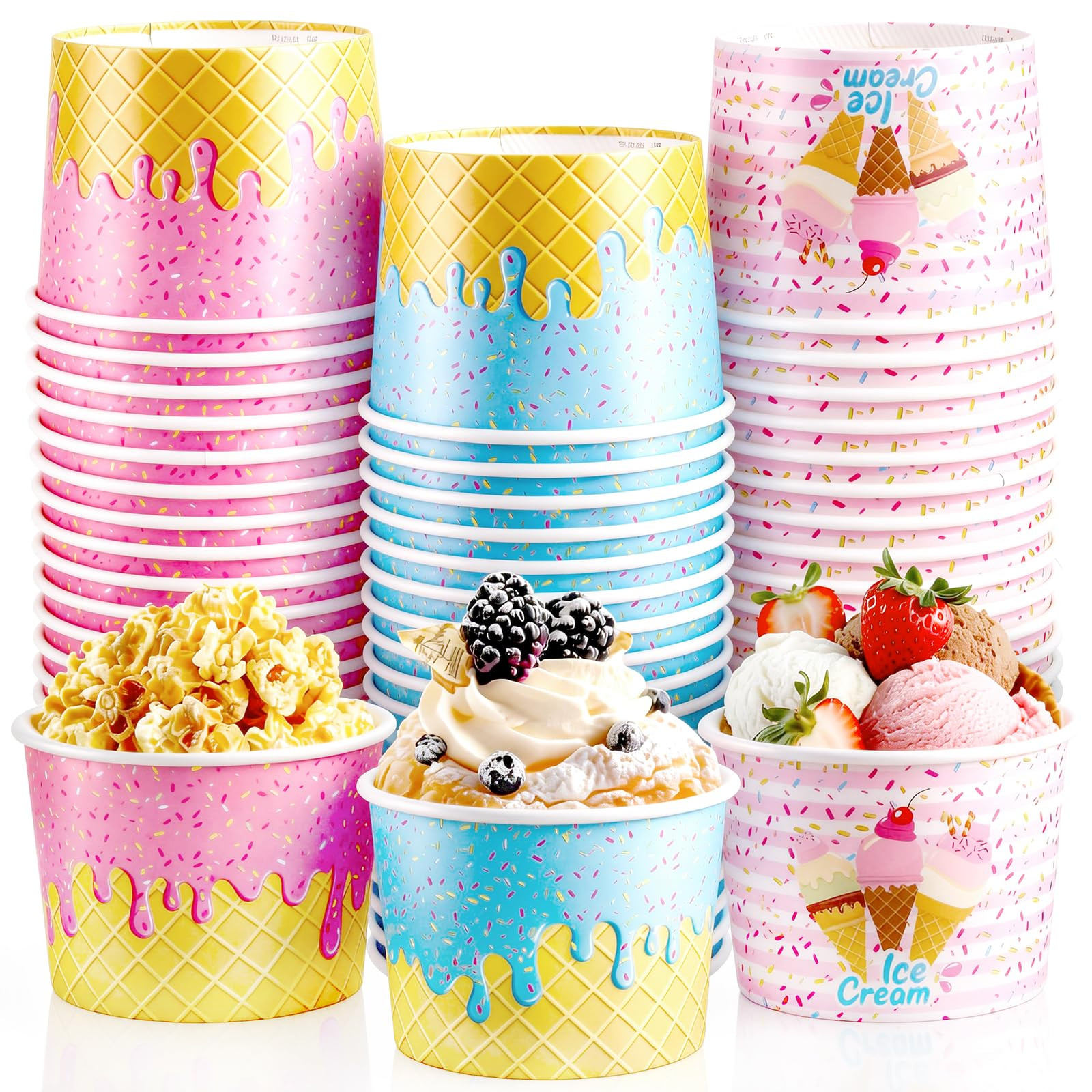 REDWORD 60PCs Ice Cream Bowls, 9oz Ice Cream Containers Disposable Paper Bowls Sundae Cups Desser... | Amazon (US)