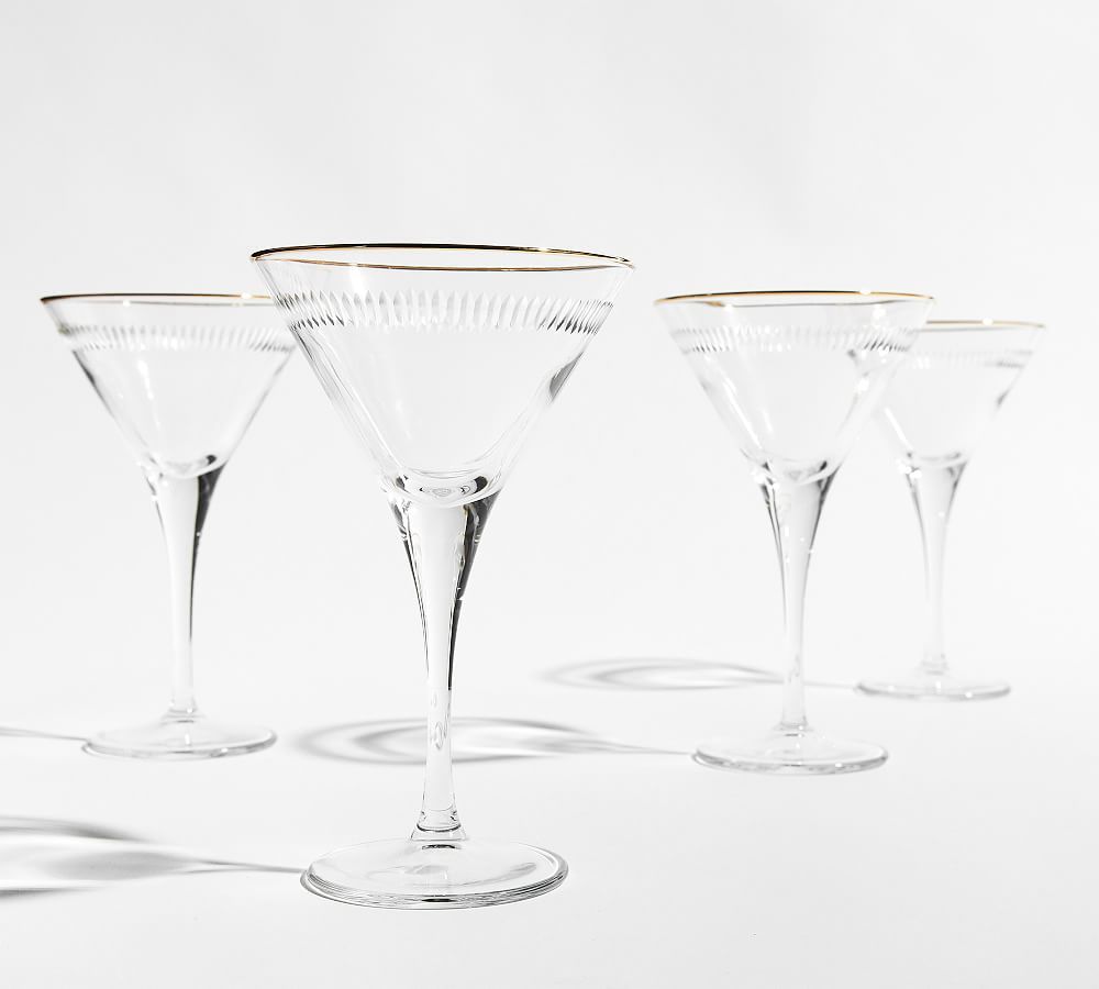 Etched Gold Rim Martini Glasses, Set of 4 | Pottery Barn (US)