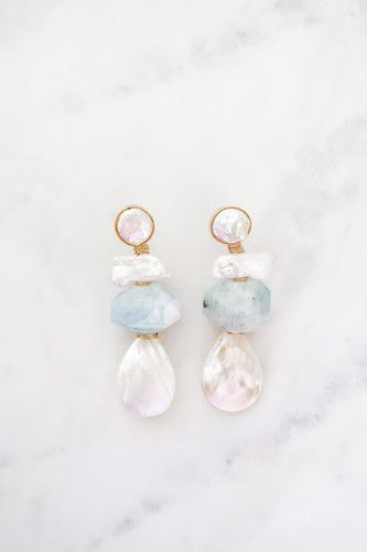 Freshwater Pearl, Aquamarine & Mother of Pearl Shell | SJ Bailey Co.