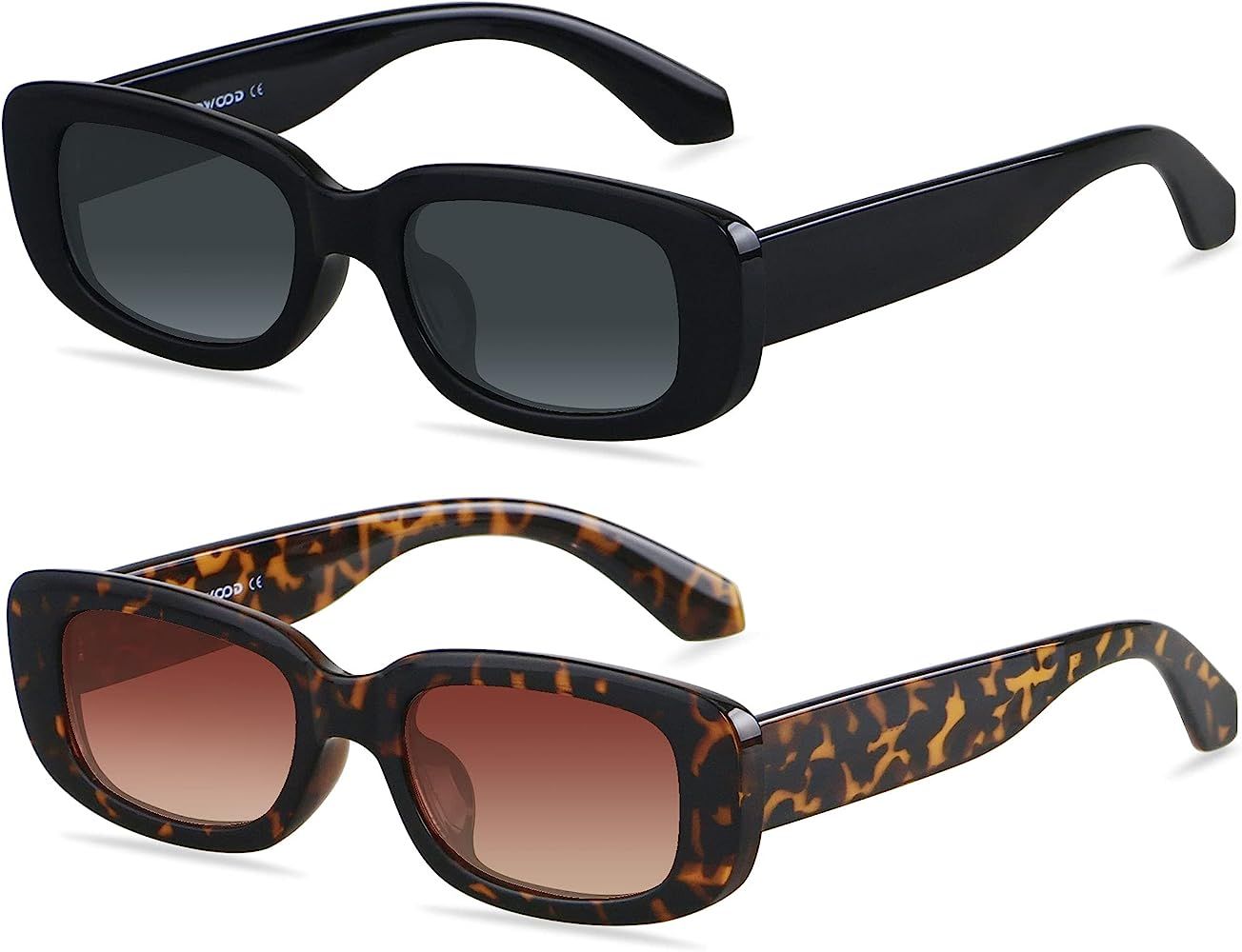 Rectangle Sunglasses for Women Square Frames Trendy Retro Vintage 90s UV Protection Sun Glasses S... | Amazon (US)