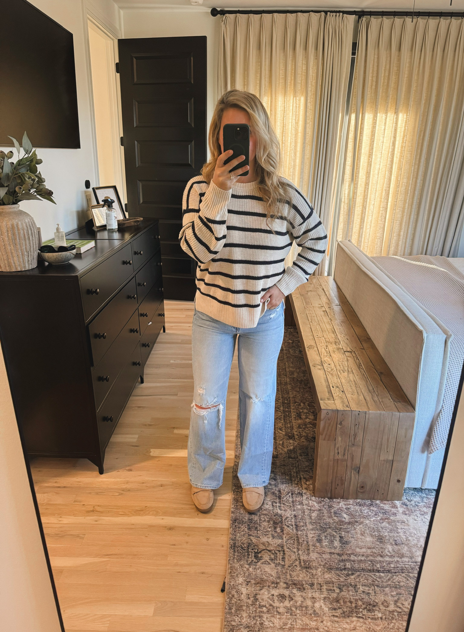 Striped sweater and favorite new  jeans 

 #LTKSeasonal