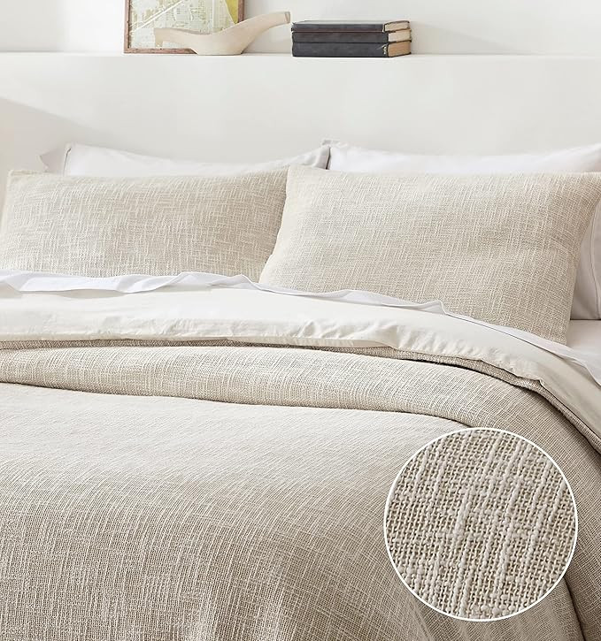 California Design Den Duvet Cover King, 100% Cotton 3 Piece Duvet Cover & Sham Set Textured Natur... | Amazon (US)