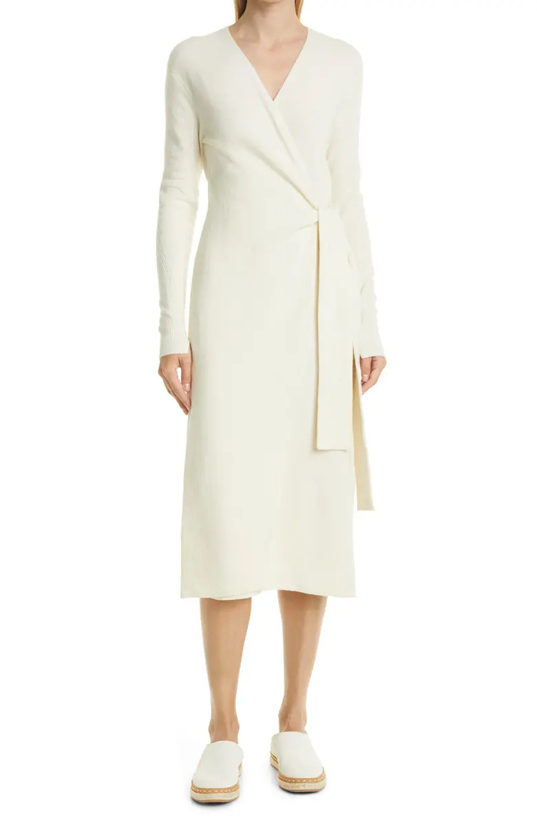 Celia Wool Blend Long Sleeve Faux Wrap Dress | Nordstrom