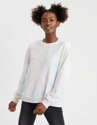 AE Tie Dye Drop Shoulder Sweatshirt | American Eagle Outfitters (US & CA)