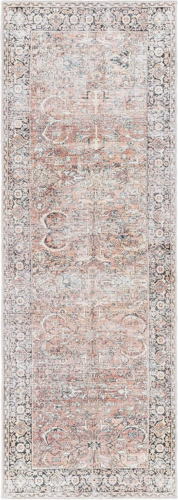 Kemer Collection Machine Washable Hallway Kitchen Runner Rug - Vintage Distressed Faded - Oriental B | Amazon (US)
