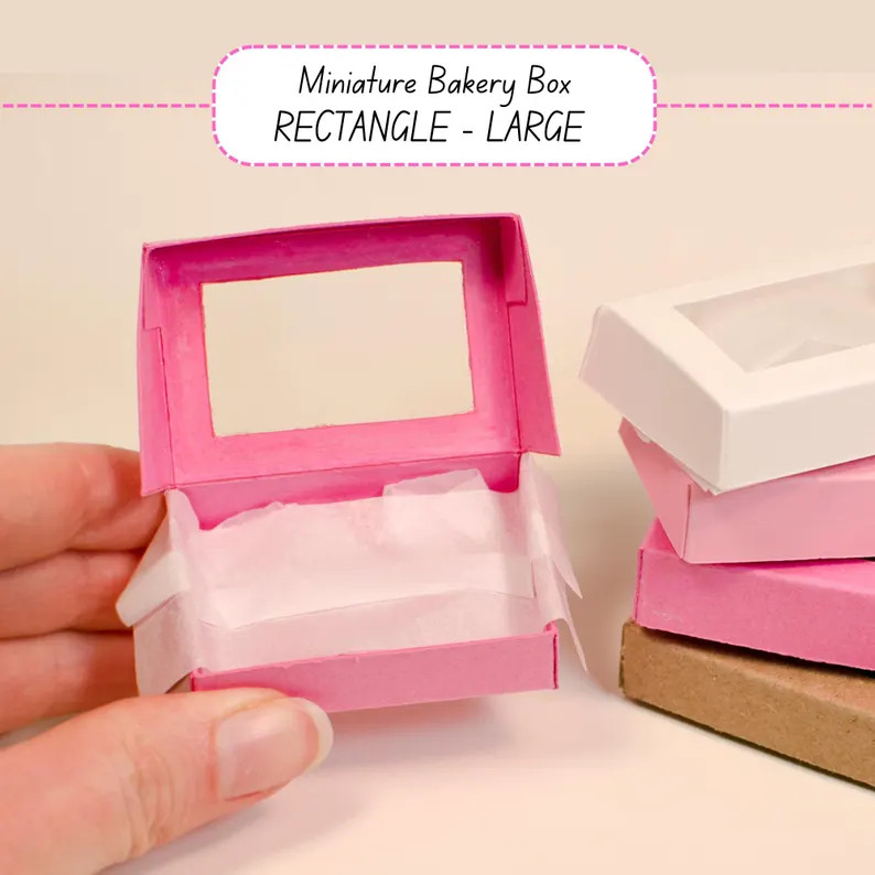 Miniature Windowed Bakery Box - Rectangle Large (1 Pc), for 1:6 Scale Dollhouse Pastry Box - Etsy | Etsy (Global)