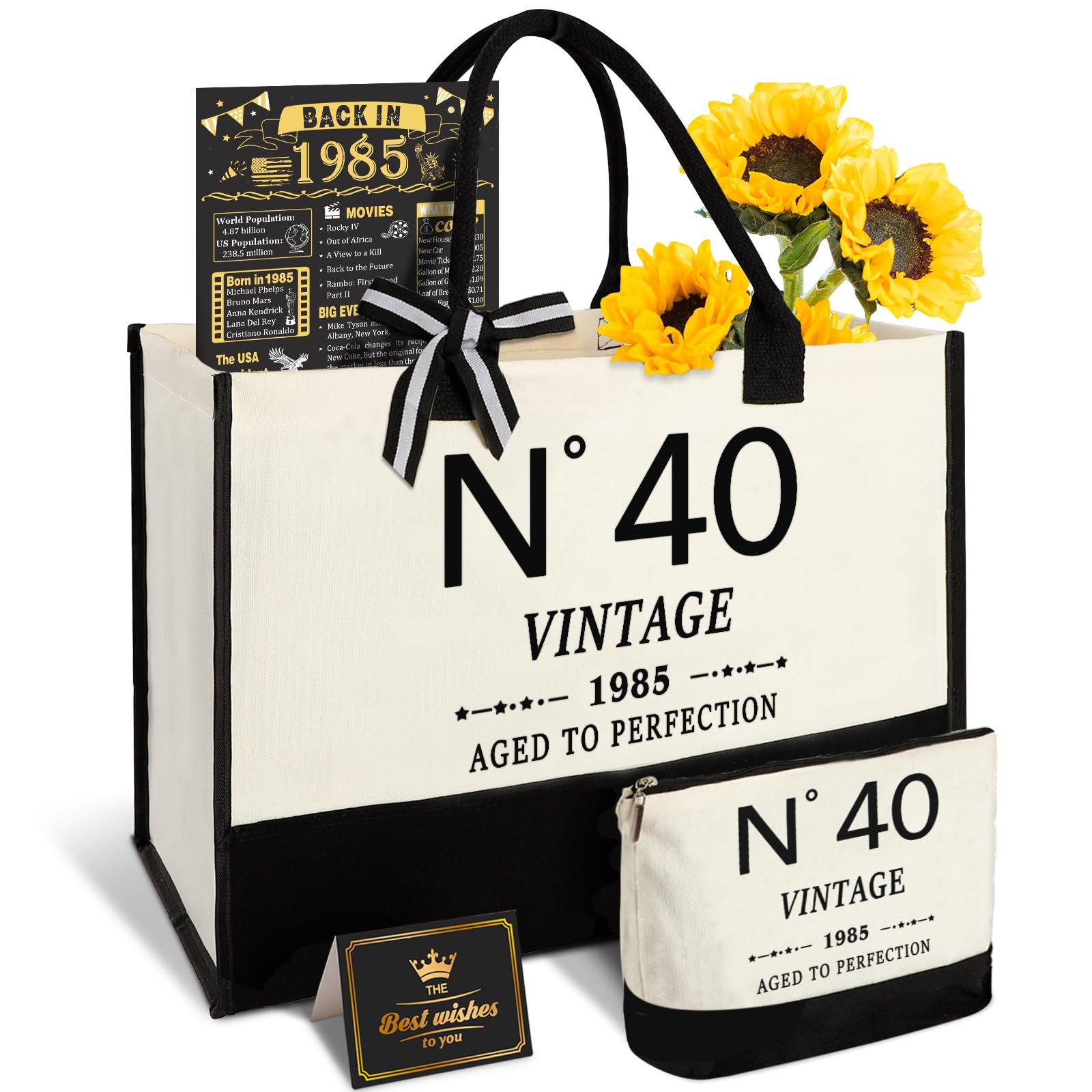 40th Birthday Gifts for Women Canvas Tote Bag Travel Gear, Unique 40 Years Old Birthday Gifts for... | Amazon (US)