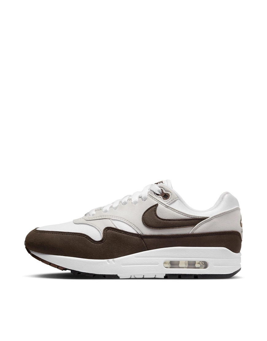 Nike Air Max 1 sneakers in white and dark brown-Black | ASOS (Global)