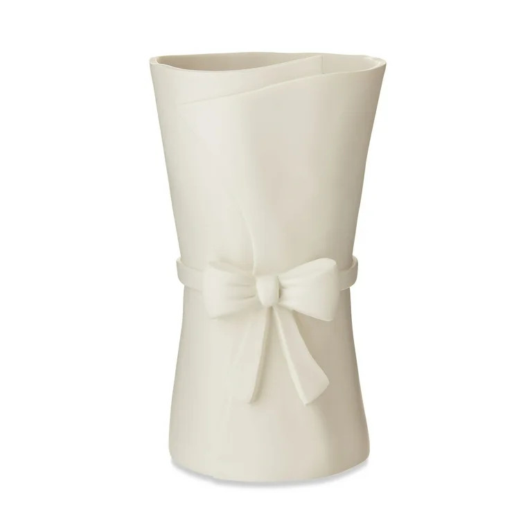 Easter White Large Resin Vase with Bow, 9.84 in, by My Texas House | Walmart (US)
