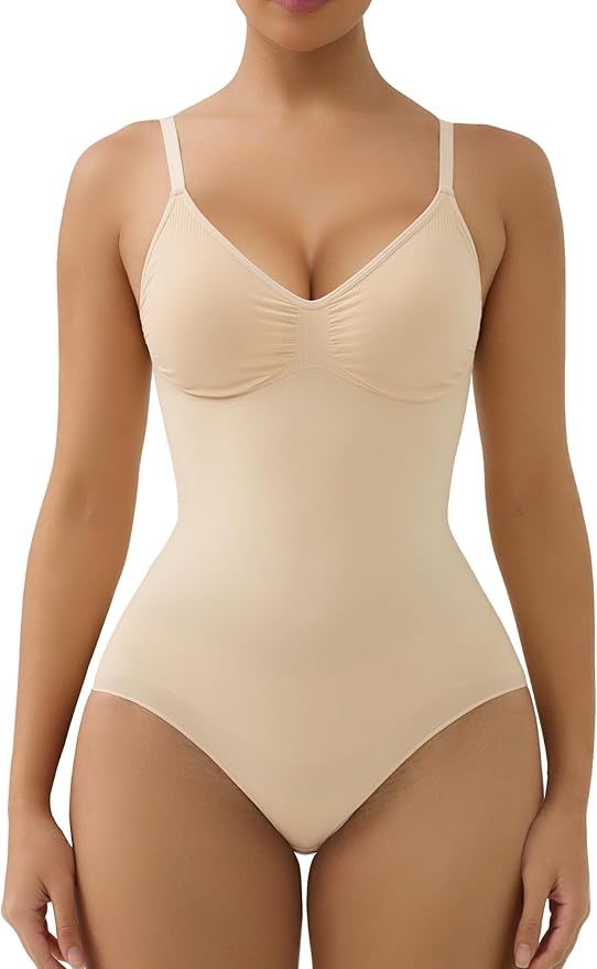 SHAPERX Bodysuit for Women Tummy Control Shapewear Seamless Sculpt Body Shaper with Removable Pad... | Amazon (US)