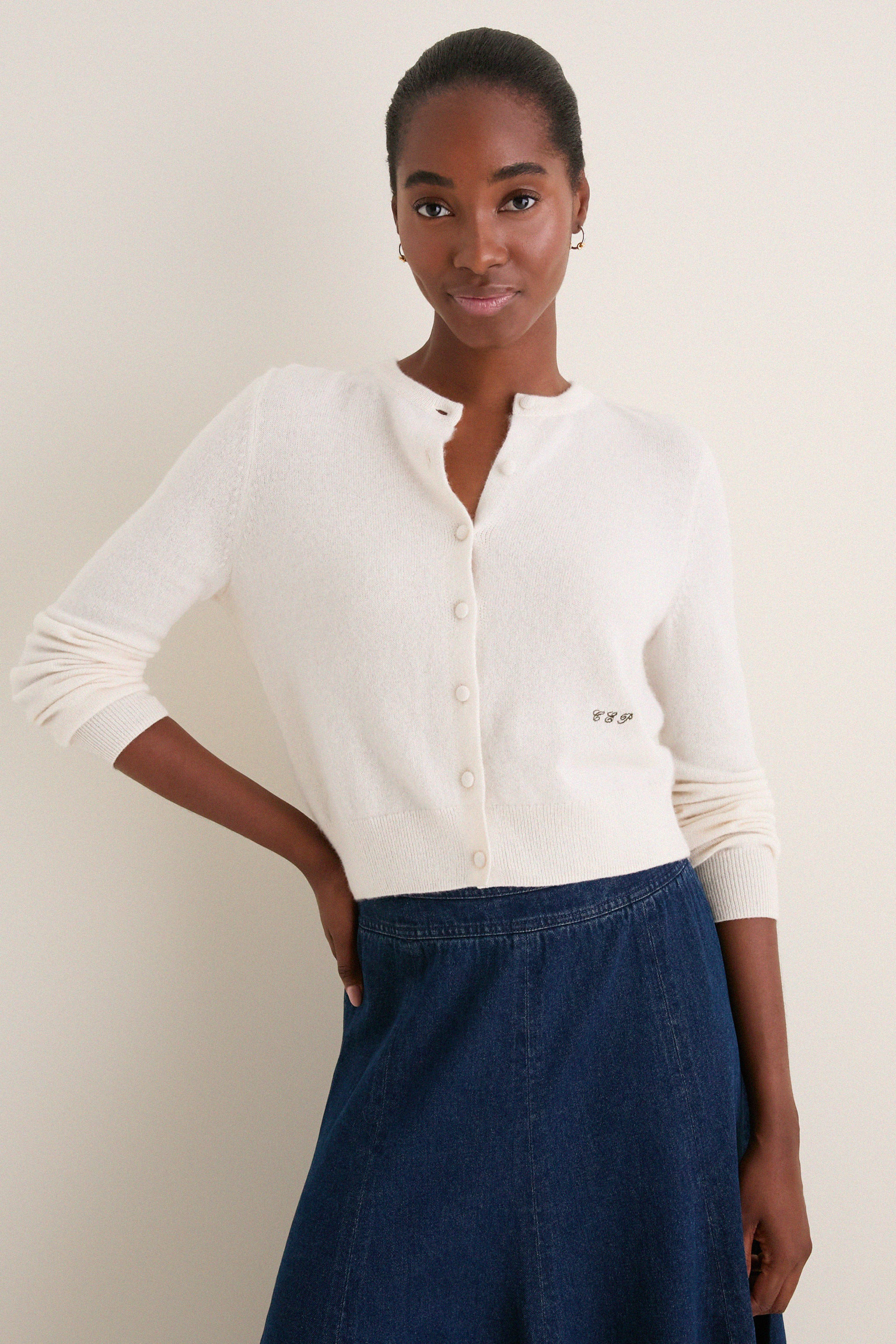 Ivory Cashmere Riley Cardigan | Shop.app