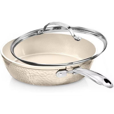 Gotham Steel Hammered Cream 10'' Ultra Ceramic Nonstick Fry Pan with Lid | Target