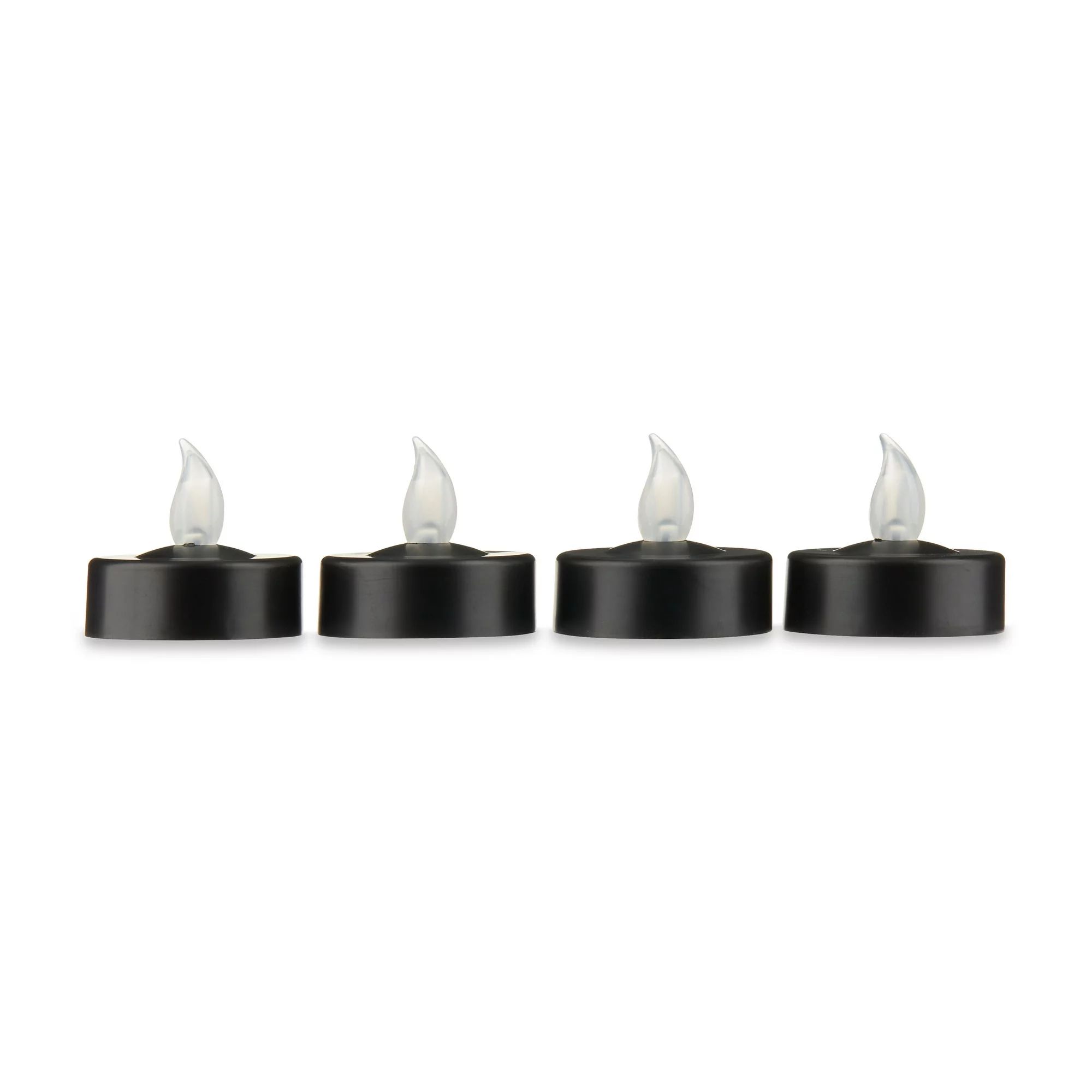 Halloween Flameless Black LED Tealight Candles, 4 Count, Way To Celebrate | Walmart (US)