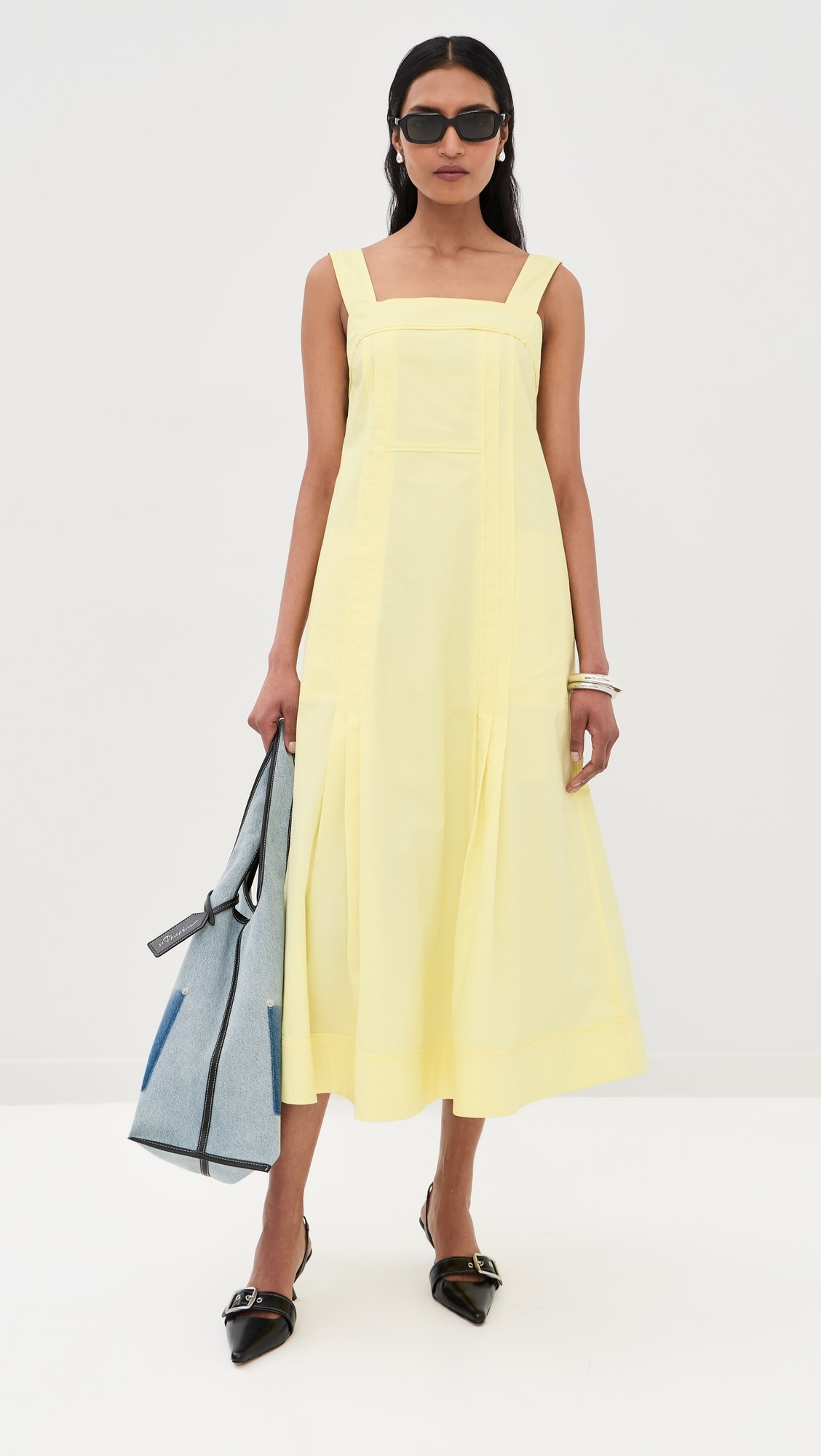 Square Neck Structured Cotton Midi Dress | Shopbop