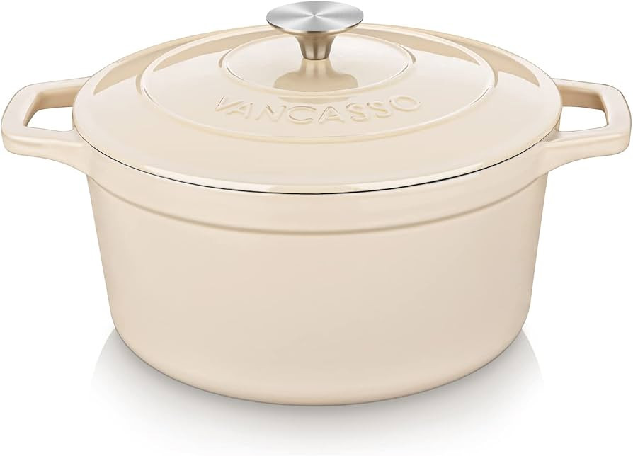 vancasso Cast Iron Dutch Oven, 6 qt Dutch Oven Pot with Lid, Round Dutch Oven Cast Iron Pot with ... | Amazon (US)