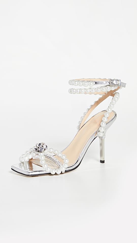 Pearl Bow Square Toe Sandals | Shopbop