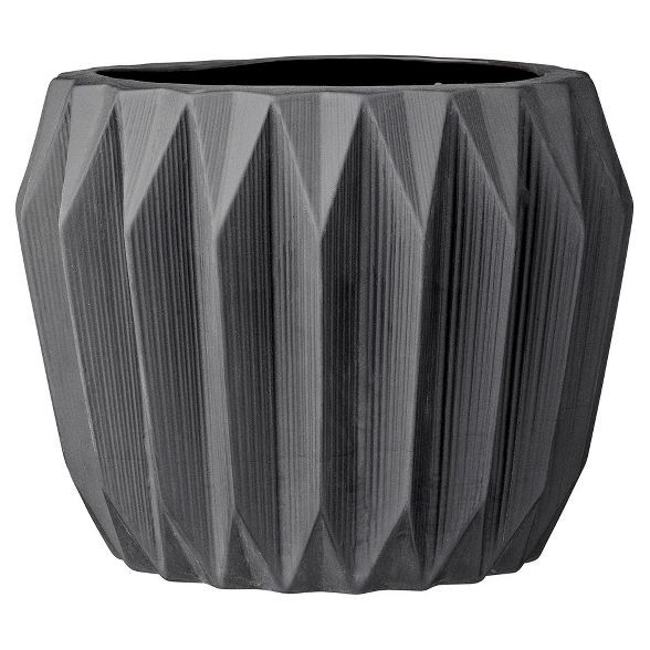 Ceramic Fluted Flower Pot - Black (7") - 3R Studios | Target