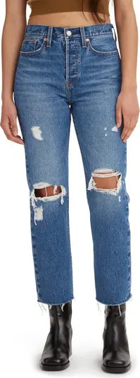 Wedgie Ripped High Waist Crop Straight Leg Jeans | Nordstrom