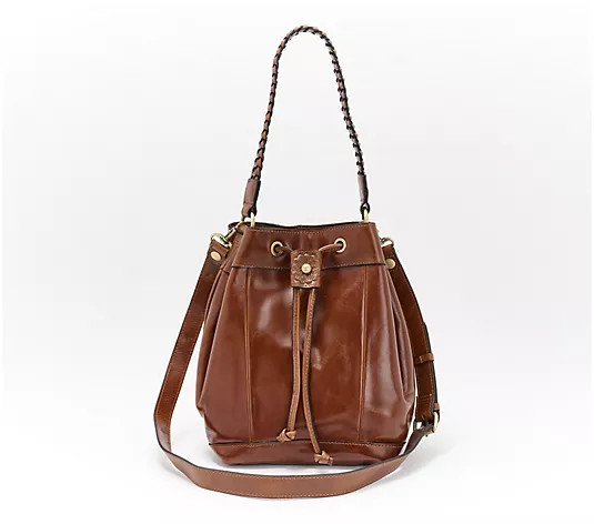 Patricia Nash Hallie Leather Drawstring Shoulder Bag w/ Crossbody Strap | QVC